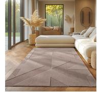 SIMPEX Tapis bohème avec design géométrique, couleur unie beige, 160 x 230 cm, tapis décoratif, lavable, avec effet 3D pour salon et chambre à coucher