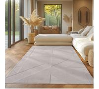 Tapis SIMPEX boho avec design géométrique, Crème uni 140x200 cm, lavable avec effet 3D pour salon et chambre à coucher