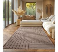 SIMPEX Tapis bohème scandinave, couleur unie beige, 140 x 200 cm, décoratif, lavable, effet 3D, salon et chambre