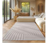 SIMPEX Tapis bohème scandinave, couleur unie crème 240 x 340 cm, décoratif effet 3D, salon et chambre à coucher, lavable