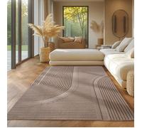 Tapis SIMPEX boho scandinave uni Beige 140x200 cm, Tapis décoratif doux et lavable avec effet 3D, salon et la chambre à coucher
