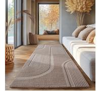 Tapis SIMPEX boho scandinave uni Beige 80x150 cm, Tapis décoratif doux et lavable avec effet 3D, Salon et chambre à coucher