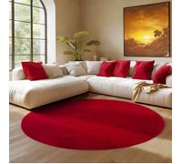 SIMPEX Tapis Rond Rouge 120 cm Tapis à Poils Courts Lavable, Rond, Doucement Antidérapant et Design Monochrome Moderne pour Salon, Chambre, Cuisine et Chambre d'enfant