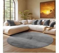 SIMPEX Tapis Rond Gris 160 cm Tapis à Poils Courts Lavable, Rond, Doucement Antidérapant et Design Monochrome Moderne pour Salon, Chambre, Cuisine et Chambre d'enfant