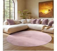SIMPEX Tapis Rond Rose 200 cm Tapis à Poils Courts Lavable, Rond, Doucement Antidérapant et Design Monochrome Moderne pour Salon, Chambre, Cuisine et Chambre d'enfant