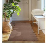 SIMPEX Tapis Runner Brun 60x100 cm Tapis à Poils Courts Lavable, Antidérapant et Doux, Design Monochrome Moderne pour Chambre, Cuisine et Couloir