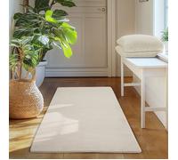 Tapis SIMPEX Runner 60x100 cm Poils Courts Lavable, Antidérapant et Doux, Design Moderne pour Chambre, Crème