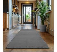 Tapis SIMPEX Runner 80x150 cm Poils Courts Lavable, Antidérapant et Doux, Design Moderne pour Chambre Gris