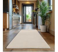 SIMPEX Tapis Runner Crème 80x150 cm Tapis à Poils Courts Lavable, Antidérapant et Doux, Design Monochrome Moderne pour Chambre, Cuisine et Couloir