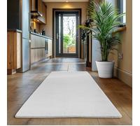 Tapis SIMPEX Runner 80x150 cm Poils Courts Lavable, Antidérapant et Doux, Design Moderne pour Chambre Blanc
