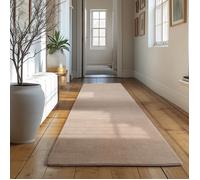 Tapis SIMPEX Runner 80x250 cm Poils Courts Lavable, Antidérapant et Doux, Design Moderne pour Chambre, Beige