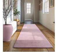 Tapis SIMPEX Runner 80x250 cm Poils Courts Lavable, Antidérapant et Doux, Design Moderne pour Chambre Rose