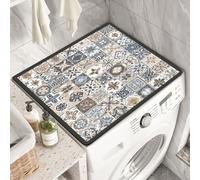 Tapis simple bohème pour lave-linge - Grille rayée pour réfrigérateur et sèche-linge - Résistant à la poussière - Tapis multifonction pour four et café (gris, 60 x 50 cm)