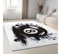 Tapis Simple Boule De Billard À 8 Boules Imprimé, Blanc 3D Tapis Moderne antidérapant pour Enfant Chambre Bébé Fille Garçon et Salon, Grand Tapis 80 x 150 cm décoration d'intérieur