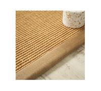 Tapis Sisal grosses boucles - Cuba paille dorée - Ganse lin camel - 80 x 150 cm