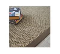 Tapis Sisal - Nairobi chevron - Ganse coton marron - 200 x 200 cm