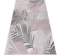 Tapis SIZAL SION Feuilles de palmier, tropical 2837 tissé à plat ecru / rose multicolore 140x190 cm