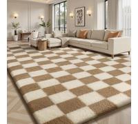 Tapis Sour Lemon pour salon 200x300cm, tapis à carreaux beige et blanc pour chambre à coucher, tapis Shaggy à poils longs extra grand, lavable, antidérapant pour chambre d'enfant, résidence