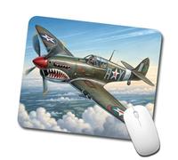 Tapis Souris Avion De Chasse-Bombardier Américain Curtiss P-40 Warhawk De La Seconde Guerre Mondiale Confort Souris Tapis Antidérapante Base De Table pour Gamer Maison Accessoires 10X12In