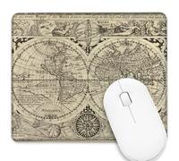 Tapis Souris Carte du Monde Ancienne 25X30Cm Base en Caoutchouc Tapis De Souris Gaming Portable Tapis pour Pc Études