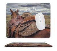 Tapis Souris Cheval avec Chapeau De Cowboy Western Rustique De Ferme Antidérapante Tapis De Souris Gaming Résistant À Usure Souris De Bureau pour Ordinateur Jeux Pc 25X30Cm