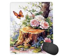 Tapis Souris de Jeu, Petit Tapis de Souris Gaming 25 x 20 cm épaisseur 3MM, Mouse Pad D'ordinateur Antidérapant et étanche avec Bords Bureau pour Jeux/Bureau/Maison (Souche de Papillon) fr-397