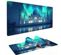 Tapis Souris de Jeu, XXL Grand Tapis de Souris Gaming 60 x 30 cm épaisseur 3MM, Mouse Pad D'ordinateur Antidérapant et étanche avec Bords Bureau pour Jeux/Bureau/Maison - (Aurora Taj Mahal) s-584