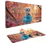 Tapis Souris de Jeu, XXL Grand Tapis de Souris Gaming 60 x 30 cm épaisseur 3MM, Mouse Pad D'ordinateur Antidérapant et étanche avec Bords Bureau pour Jeux/Bureau/Maison - (Le Castor Sakura) s-1320