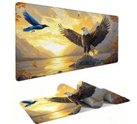 Tapis Souris de Jeu, XXL Grand Tapis de Souris Gaming 60 x 30 cm épaisseur 3MM, Mouse Pad D'ordinateur Antidérapant et étanche avec Bords Bureau pour Jeux/Bureau/Maison - (Le Lac Eagle) s-731