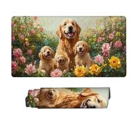 Tapis Souris de Jeu, XXL Grand Tapis de Souris Gaming 700 x 300 mm épaisseur 3MM, Mouse Pad D'ordinateur Antidérapant et étanche avec Bords Bureau pour Jeux/Bureau/Maison - (Fleurs Chien) c-401