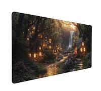 Tapis Souris Gamer XXL, Grand Tapis de Souris Gaming 1000 x 500 mm, Mouse Pad D'ordinateur Antidérapant et étanche avec Bords Bureau pour Jeux/Bureau/Maison/Cadeaux - (Chalet dans La Forêt) A968