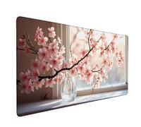 Tapis Souris Gamer XXL, Grand Tapis de Souris Gaming 600 x 300 mm épaisseur 3MM, Mouse Pad D'ordinateur Antidérapant et étanche avec Bords Bureau pour Jeux/Bureau/Maison - (Fleur De Pêche) A-1081