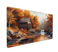 Tapis Souris Gamer XXL, Grand Tapis de Souris Gaming 800 x 300 mm, Mouse Pad D'ordinateur Antidérapant et étanche avec Bords Bureau pour Jeux/Bureau/Maison/Cadeaux - (Chalet dans La Forêt) A-952