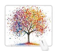 Tapis Souris Gaming Blanc,Arbre Petit Tapis Souris 290x240x3mm,Petit Mouse Pad à Bords Cousus,avec sous Main Bureau Étanche Antidérapante,Accessoire Bureau,pour Maison/Travail/Gamer,Cadeaux D-973