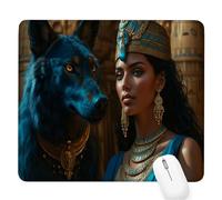 Tapis Souris Gaming Egypte, Pharaon Petit Tapis Souris 260x210x3mm, Petit Mouse Pad à Bords Cousus, avec sous Main Bureau Étanche Antidérapante, Accessoire Bureau, pour Maison/Travail/Gamer D-644
