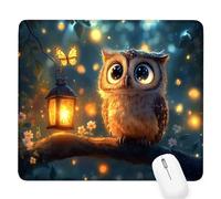 Tapis Souris Gaming Hibou,Éclairage Public Petit Tapis Souris 340x280x3mm,Petit Mouse Pad à Bords Cousus,avec sous Main Bureau Étanche Antidérapante,Accessoire Bureau,pour Maison/Travail/Gamer D-740