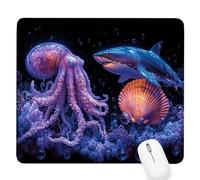 Tapis Souris Gaming Noir, Vie Marine Petit Tapis Souris 290x240x3mm, Petit Mouse Pad à Bords Cousus, avec sous Main Bureau Étanche Antidérapante, Accessoire Bureau, pour Maison/Travail/Gamer D-292