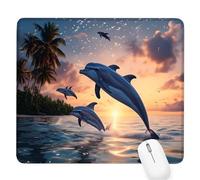 Tapis Souris Gaming Orange, Dauphin Petit Tapis Souris 340x280x3mm, Petit Mouse Pad à Bords Cousus, avec sous Main Bureau Étanche Antidérapante, Accessoire Bureau, pour Maison/Travail/Gamer D-121