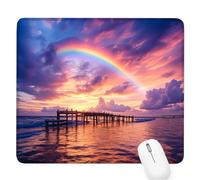 Tapis Souris Gaming Paysage,Arc-en-Ciel Petit Tapis Souris 300x250x3mm,Petit Mouse Pad à Bords Cousus,avec sous Main Bureau Étanche Antidérapante,Accessoire Bureau,pour Maison/Travail/Gamer D-461
