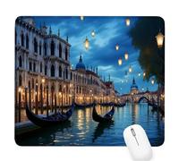 Tapis Souris Gaming Venise,Ville l'eau Petit Tapis Souris 420x350x3mm,Petit Mouse Pad à Bords Cousus,avec sous Main Bureau Étanche Antidérapante,Accessoire Bureau,pour Maison/Travail/Gamer D-537