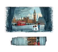 Tapis Souris Gaming XXL 900 x 400 mm - Grand Tapis Bureau avec Base Anti-Dérapage - Mouse Pad Gamer Imperméable - Couverture Complète du Bureau - Multifonction Mouse Pad (Big Ben à Londres) j-584