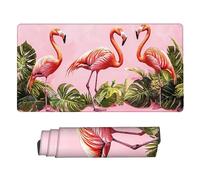 Tapis Souris Gaming XXL 900 x 400 mm - Grand Tapis Bureau avec Base Anti-Dérapage - Mouse Pad Gamer Imperméable - Couverture Complète du Bureau - Multifonction Mouse Pad, Cadeaux (Flamants roses) j460