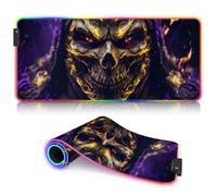Tapis Souris Jeu RGB Tapis Souris LED épais et étendu avec, Tapis Souris pour Clavier d'ordinateur Souple pour MacBook PC Ordinateur Portable Bureau Squelette en feu 13,77 x 23,6 Pouces