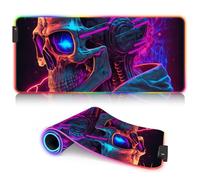 Tapis Souris Jeu tête Mort RGB 14 Modes d'éclairage LED avec Surface imperméable et e, Clavier étendu, Tapis Bureau pour MacBook, PC, Ordinateur Portable, Bureau 30 x 80 cm
