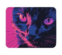 Tapis Souris Portrait De Chat Néon 25X30Cm Bords Cousus Tapis De Souris De Jeu Base en Caoutchouc Tapis pour Gamer Jeux