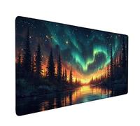 Tapis Souris XXL 120 x 60 cm, Tapis de Souris Aurore Sous Main Bureau Noir Mouse Pad avec 3MM Bords Cousus, Imperméable Base en Caoutchouc Antidérapant Surface Accessoire Bureau pour Gaming -bby2509S5