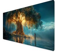 Tapis Souris XXL 1200 x 600 mm, Tapis de Souris Noir sous Main Bureau Arbre De La Vie Mouse Pad avec 3MM Bords Cousus, Imperméable Base en Caoutchouc Antidérapant Surface Accessoire Bureau -yym2509HP