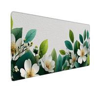 Tapis Souris XXL 120x60cm, Tapis de Souris Fleurs sous Main Bureau Vert Mouse Pad avec 3MM Bords Cousus, Imperméable Base en Caoutchouc Antidérapant Surface Accessoire Bureau pour Gaming -bby2509DX