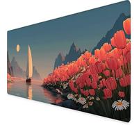 Tapis Souris XXL 70 x 30 cm, Tapis de Souris Rose Sous Main Bureau Voilier Mouse Pad avec 3MM Bords Cousus, Imperméable Base en Caoutchouc Antidérapant Surface Accessoire Bureau pour Gaming -yym2509TA