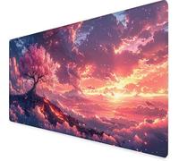 Tapis Souris XXL 70x30cm, Tapis de Souris Rose sous Main Bureau Fleurs De Cerisier Mouse Pad avec 3MM Bords Cousus, Imperméable Base en Caoutchouc Antidérapant Surface Accessoire Bureau -yym2509MY